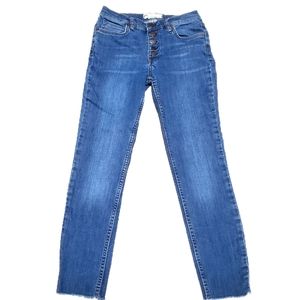 Free People Button Fly Skinny Leg Blue Jeans 27